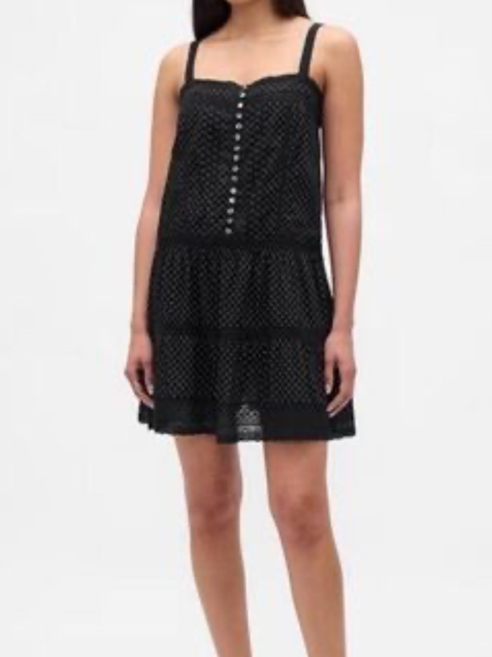 GAP Black Eyelet Tiered Mini Dress